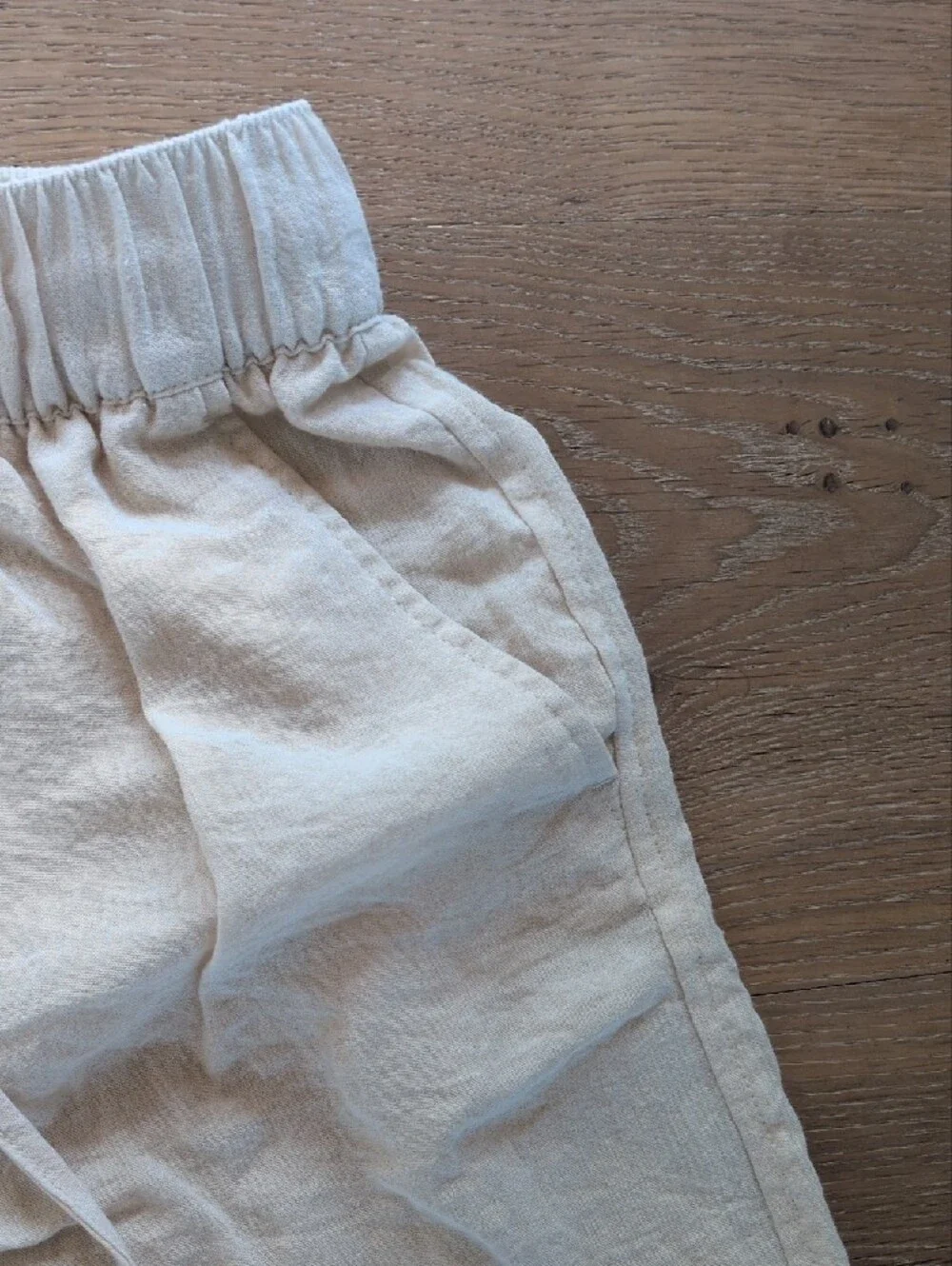 H&M Off White Linen-like Blend Elastic Waist Pants Size Small